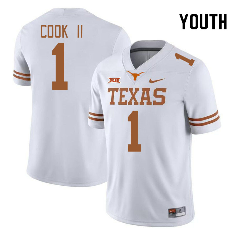 Youth #1 Johntay Cook II Texas Longhorns College Football Jerseys Stitched-White